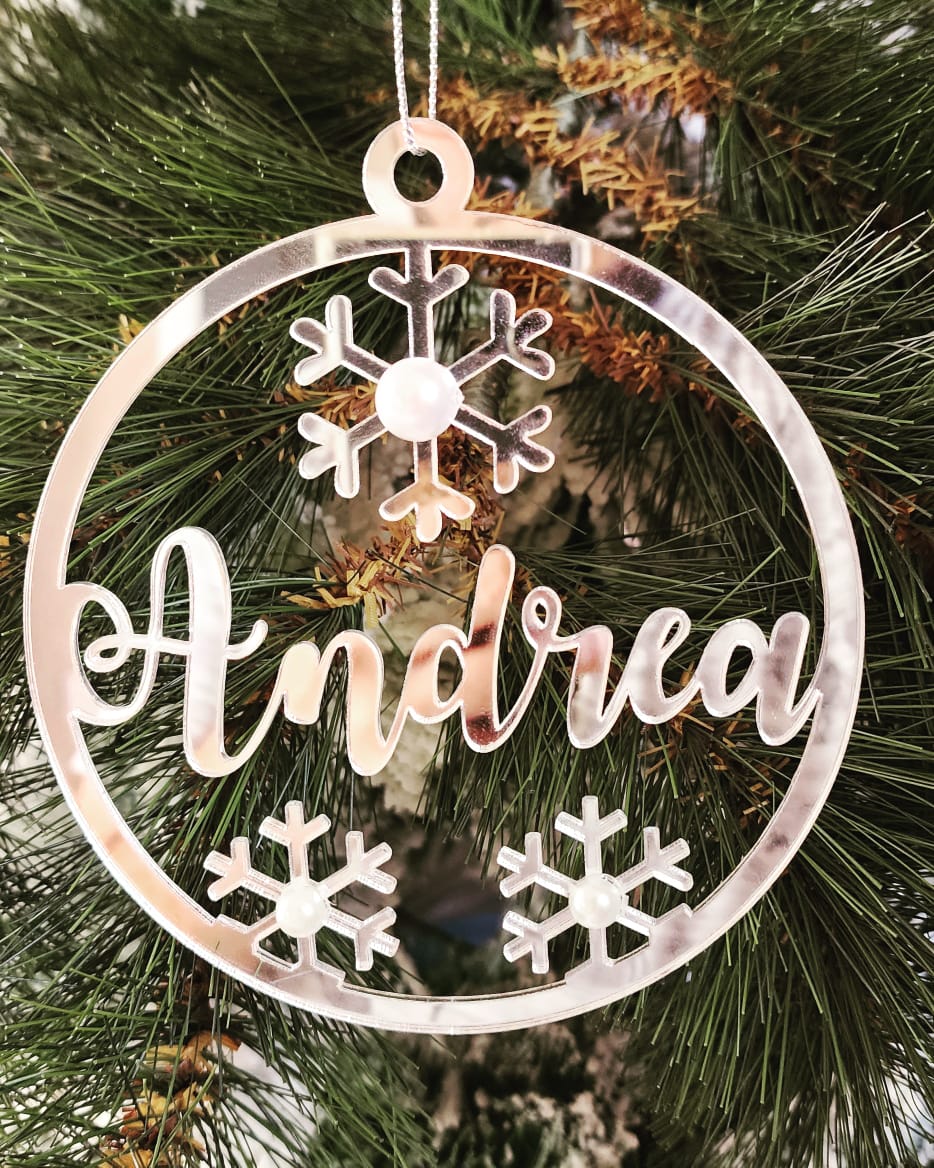Customized 2D Snowflake Ball Silver Plexiglass with pearls (available in different colors)