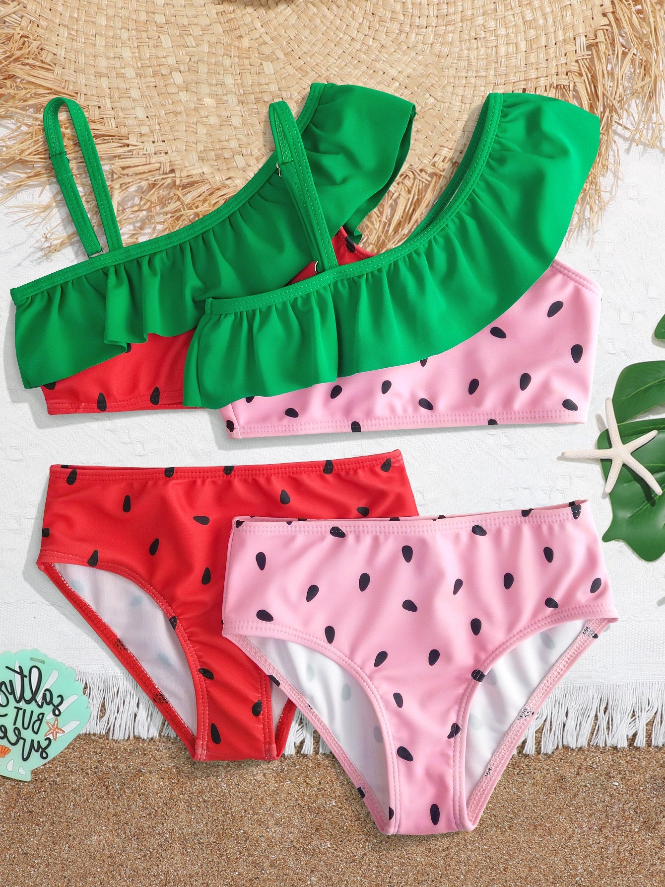 Young Girl Watermelon Ruffle Bikini Swimsuit