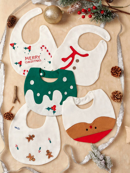 3pcs/Pack Random Christmas Print Baby Bibs