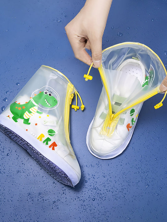 1pair Cartoon Dinosaur Pattern Waterproof Kids Rain Boots Cover For School,Office,Household,Travel