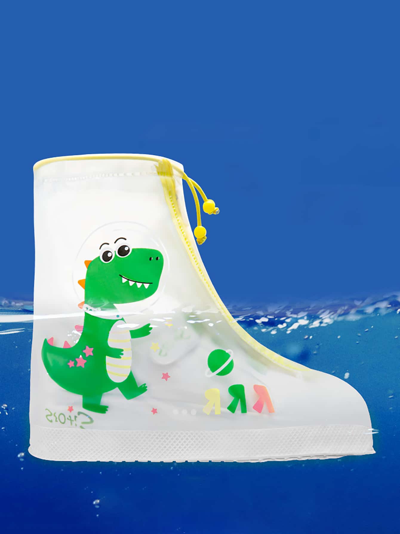 1pair Cartoon Dinosaur Pattern Waterproof Kids Rain Boots Cover For School,Office,Household,Travel
