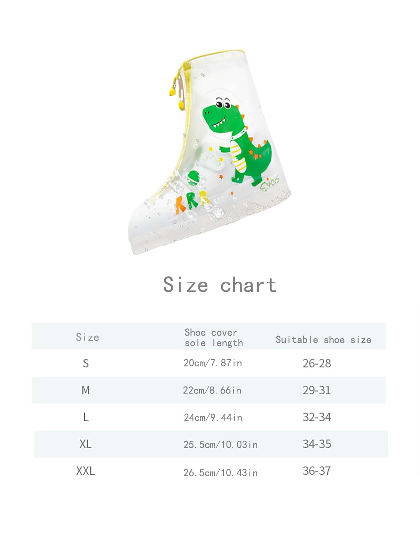 1pair Cartoon Dinosaur Pattern Waterproof Kids Rain Boots Cover For School,Office,Household,Travel