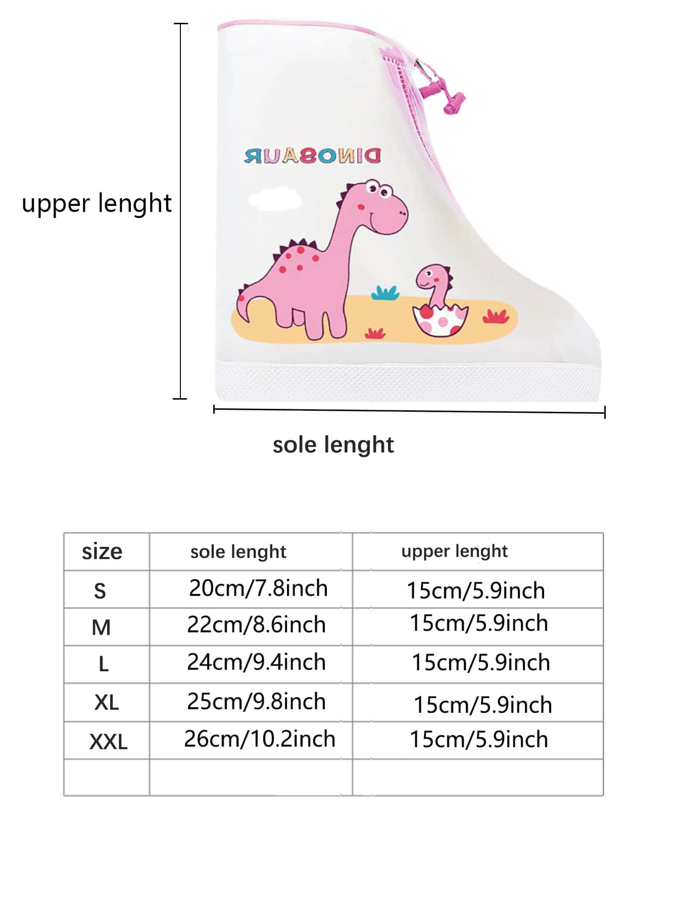 1pair Kids PVC Rain Boots Cover, Cartoon Cute Dinosaur Pattern Reusable Rain Shoe Cover For Kids For School,Office,Household,Travel