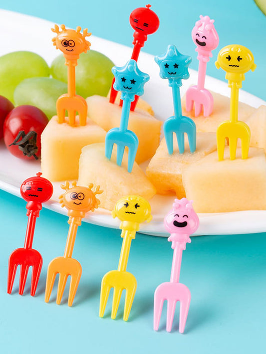 1 Set Random Style Cute Animal Plastic Fruit Forks, Colorful Cartoon Animal Fruit Picks For Kids Lunch Box Decoration