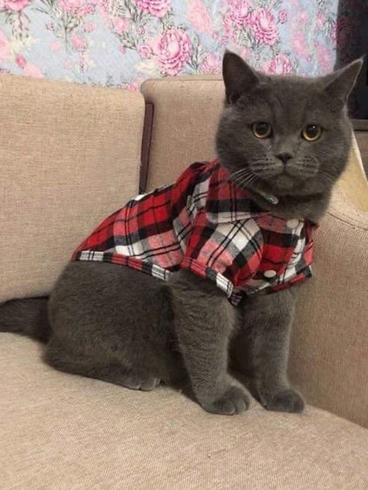 1pc Plaid Pattern Pet Shirt