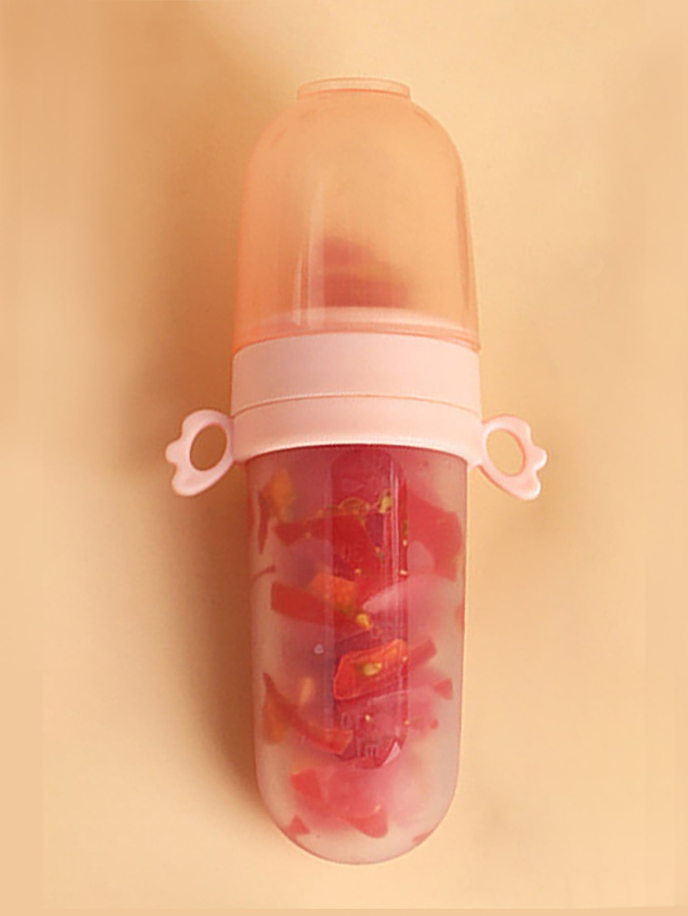 1pc Baby Multifunctional Silicone Squeeze Feeding Bottle With Handle & 3pcs Elastic Mesh Bag