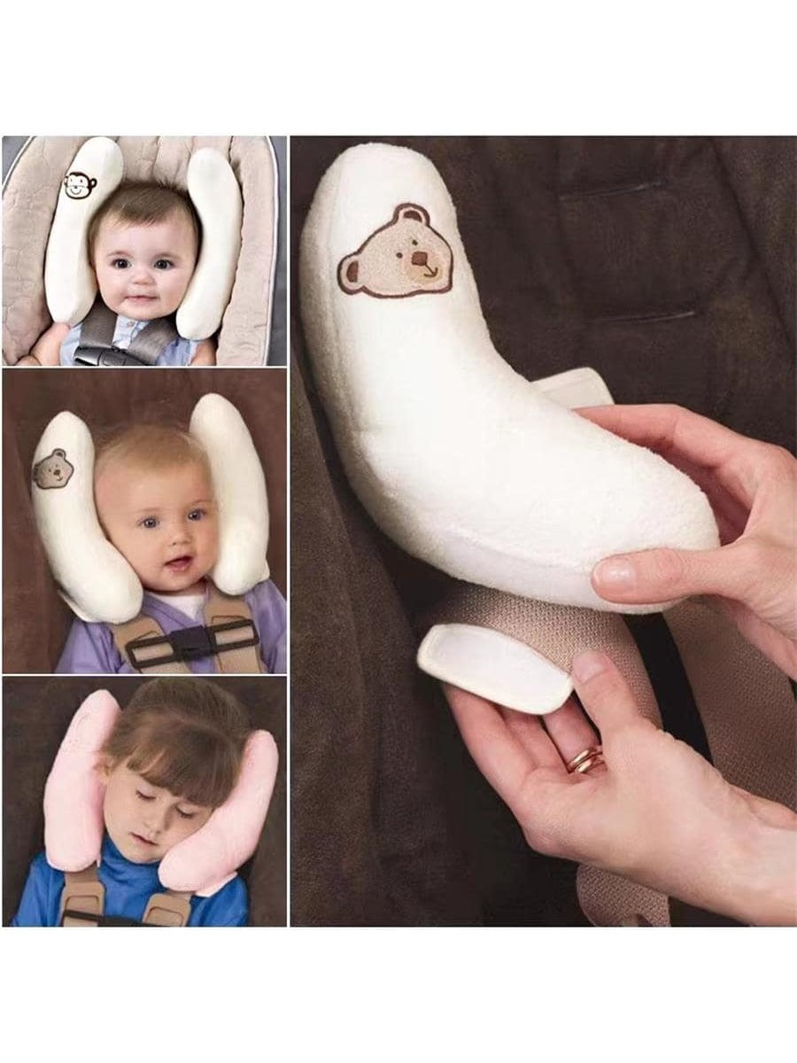 1set Baby Head Support Pillow, Banana Shaped Polyester Fiber Car Seat Headrest, Suitable For Daily Use