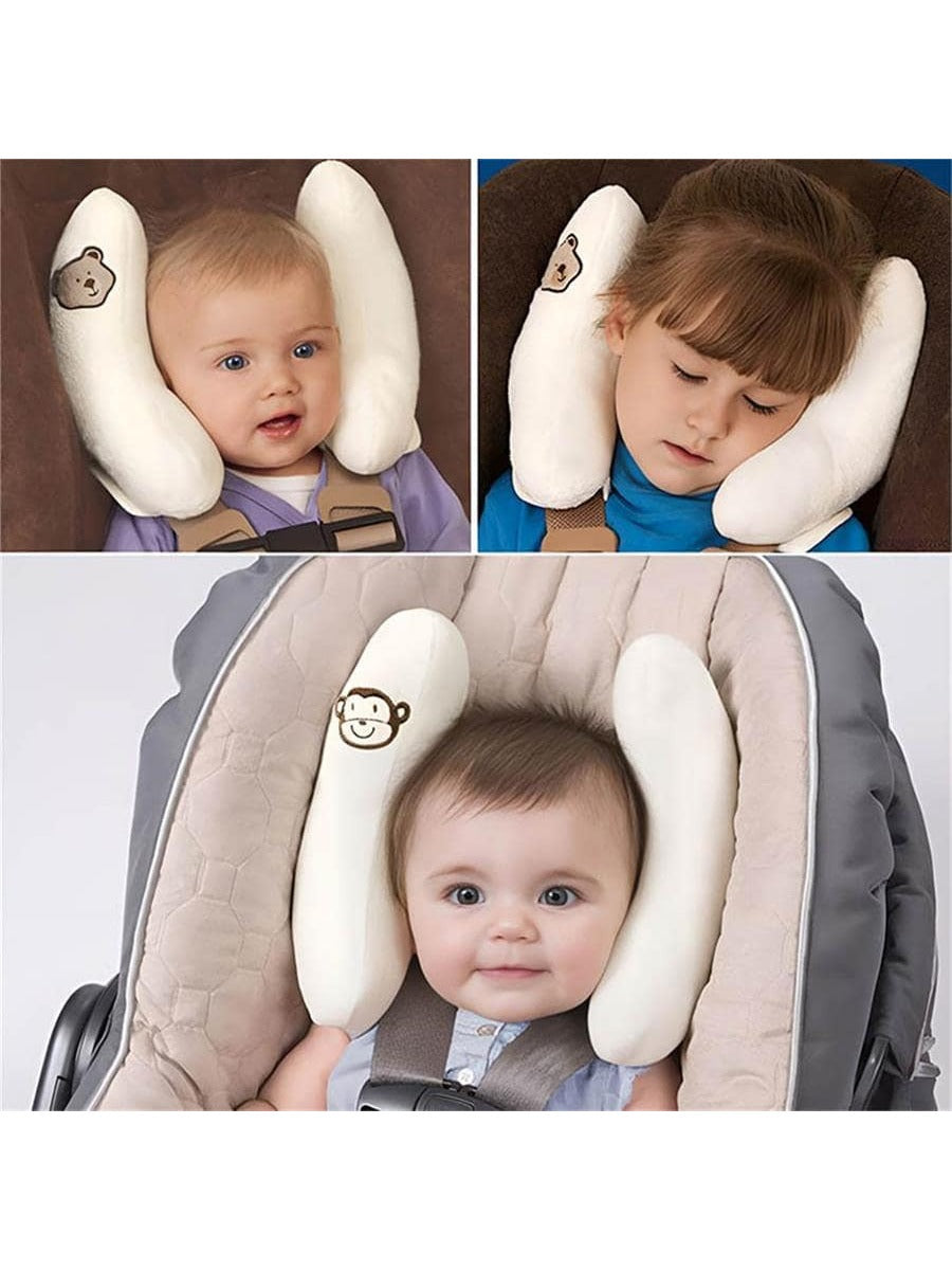 1set Baby Head Support Pillow, Banana Shaped Polyester Fiber Car Seat Headrest, Suitable For Daily Use