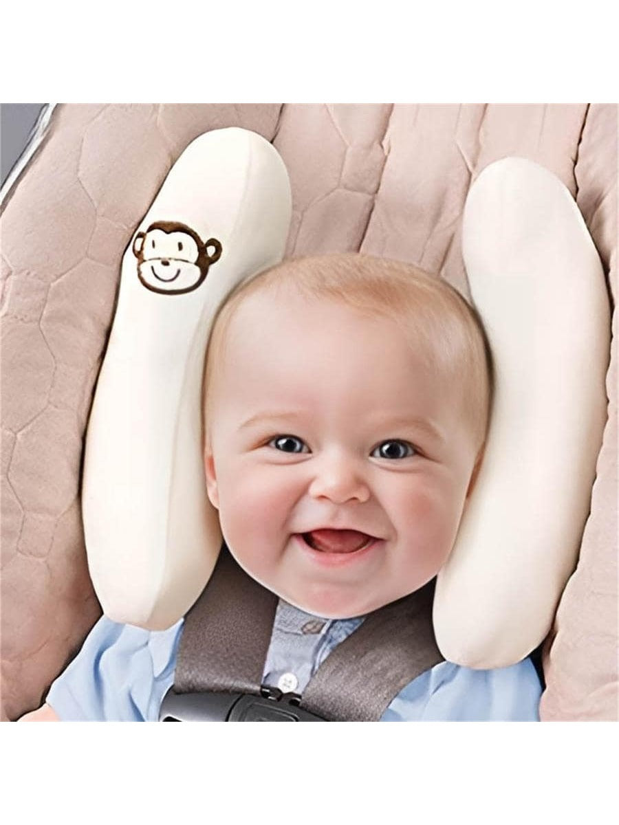 1set Baby Head Support Pillow, Banana Shaped Polyester Fiber Car Seat Headrest, Suitable For Daily Use