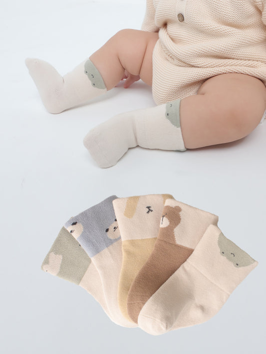 5pairs Spring/Summer New Baby Socks Cartoon Printed Unisex Infant Socks
