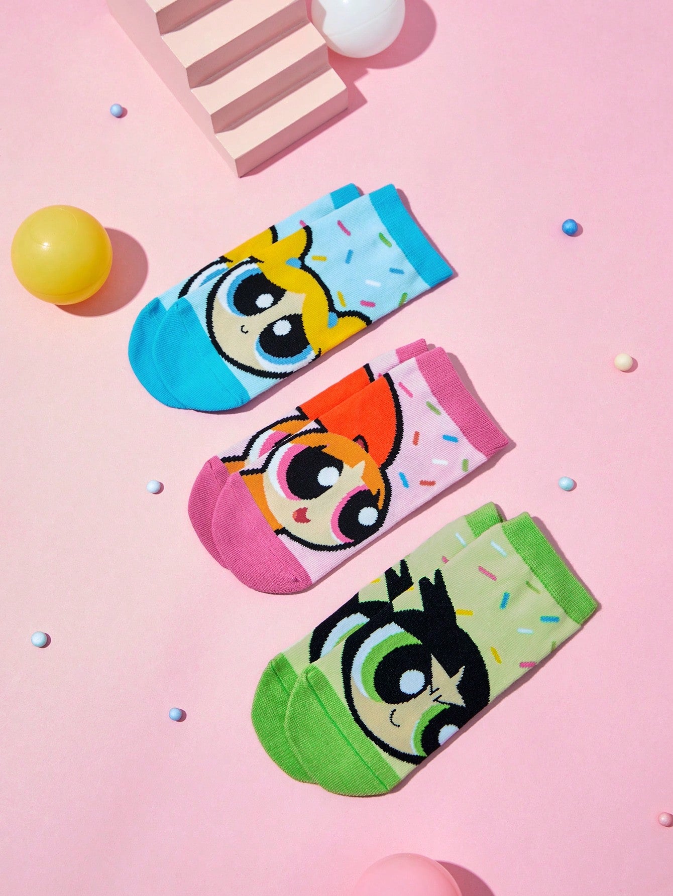 CoComelon X  2 Pairs Cute Cartoon Character & Floral Pattern Contrast Color Kids Socks