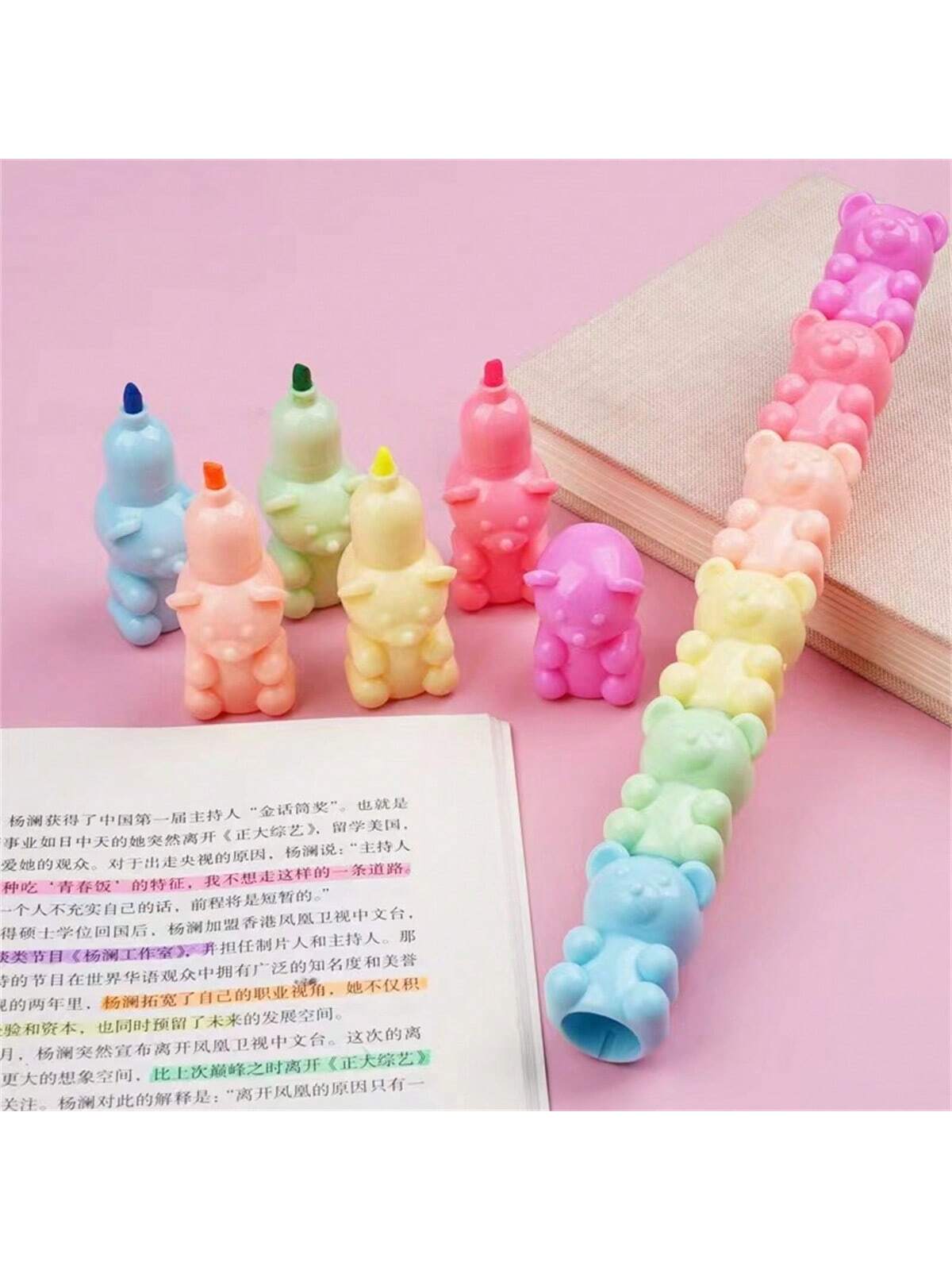5 colors of adorable  fluorescent pens, suitable for school and office fluorescent markers and children's graffiti
