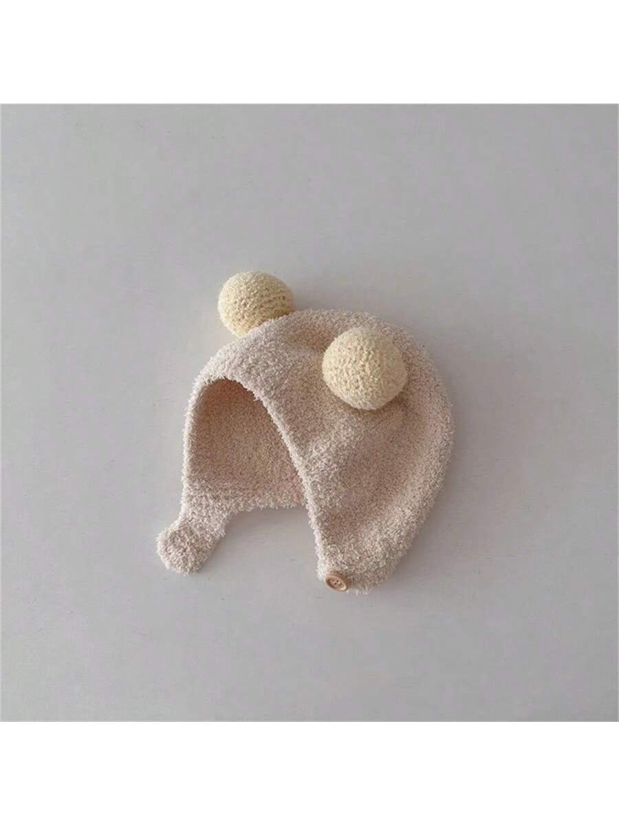 Baby Winter Hat, Warm Knitted Beanie With Coral Fleece Lining, Cute Earflap Hat For Boys And Girls Aged 5-24 Months, 42-48cm
