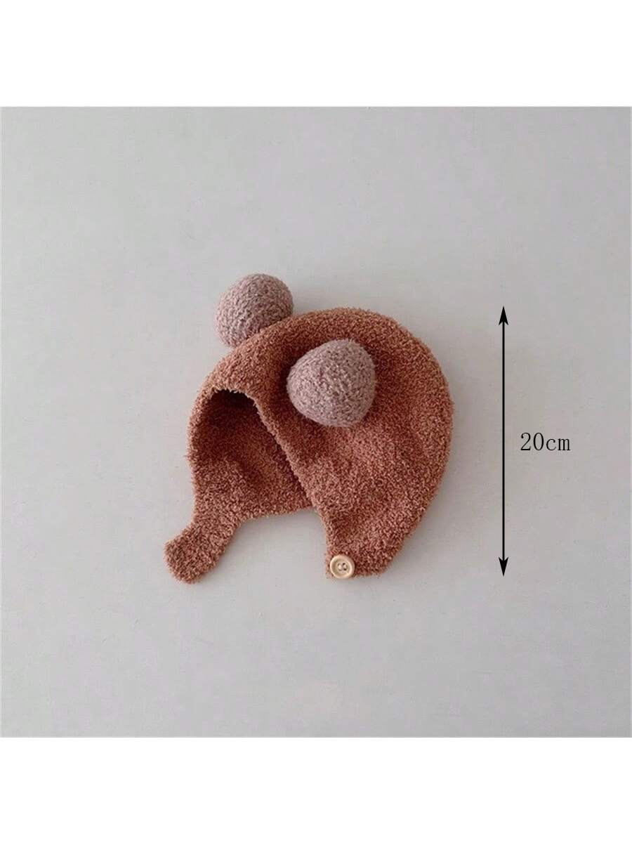 Baby Winter Hat, Warm Knitted Beanie With Coral Fleece Lining, Cute Earflap Hat For Boys And Girls Aged 5-24 Months, 42-48cm