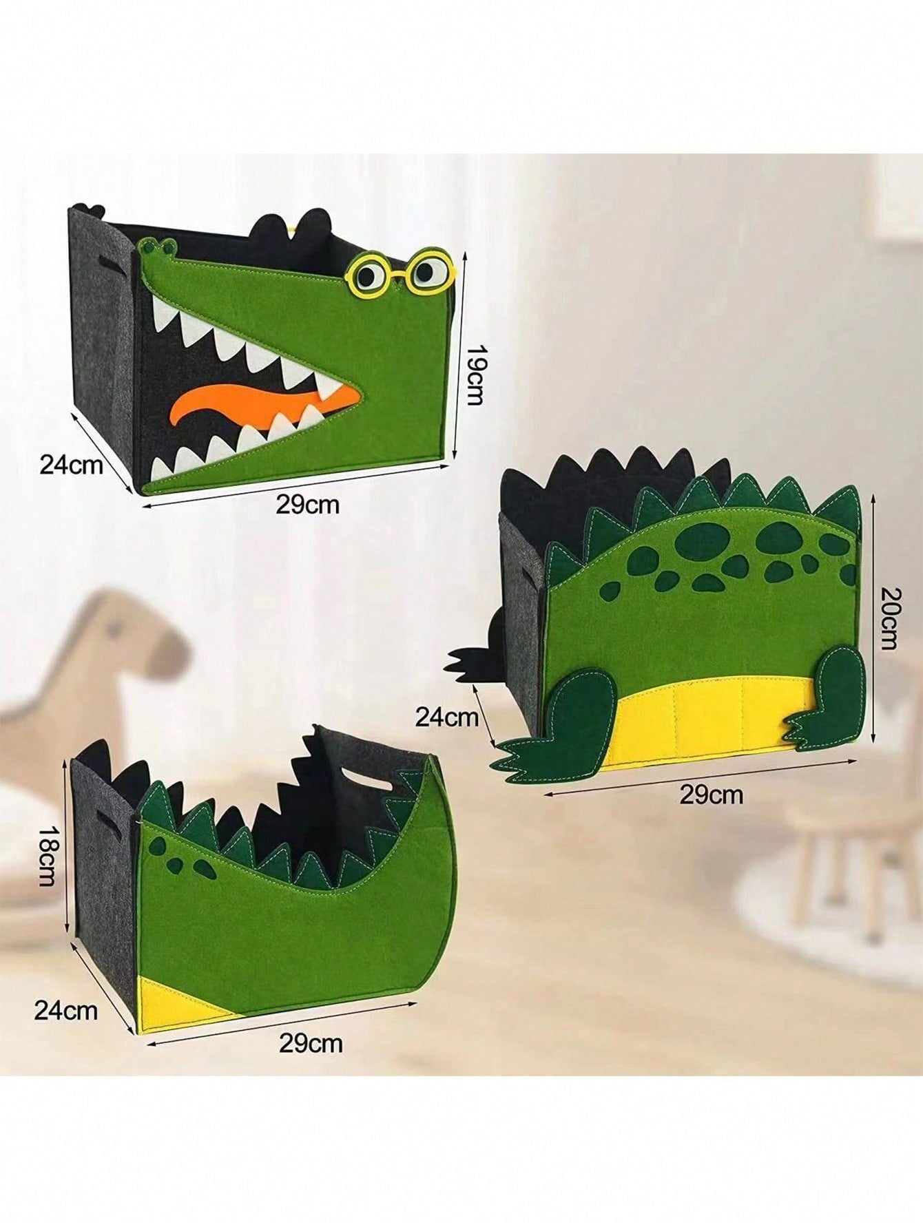 1pc/set Crocodile-shaped Felt Storage Basket For Baby's Room, With Separators For Toys And Large Capacity