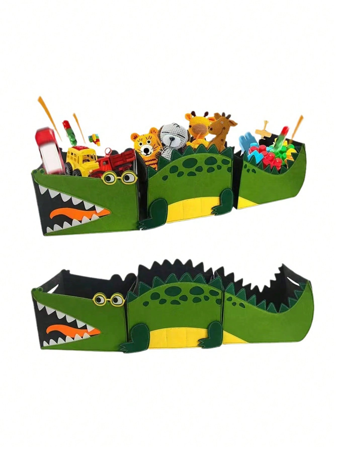 1pc/set Crocodile-shaped Felt Storage Basket For Baby's Room, With Separators For Toys And Large Capacity