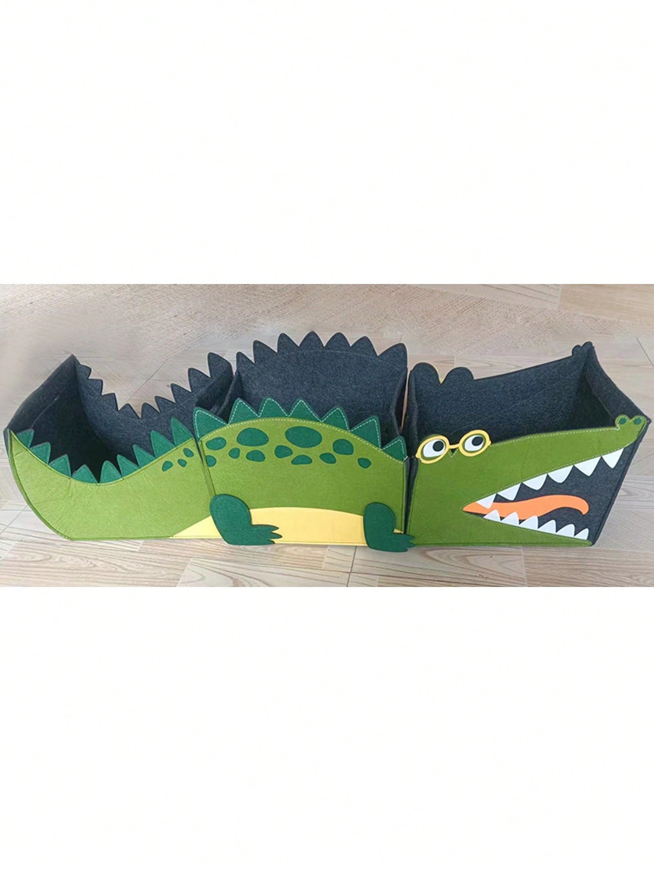 1pc/set Crocodile-shaped Felt Storage Basket For Baby's Room, With Separators For Toys And Large Capacity