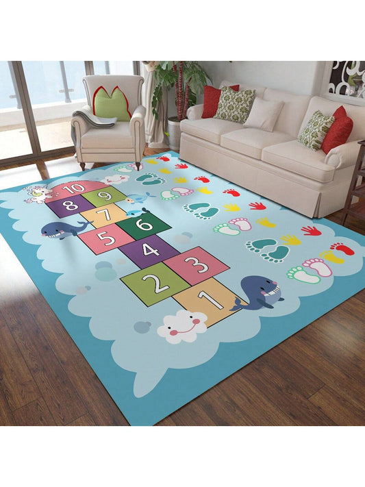 1pc Digital Grid Game Patterned Children's Carpet, Skin-Friendly Material, Childlike Design Game Mat, Suitable For Toy Cars And Trains, Anti-Skid Backing, Fun Coverlet, Ideal Gift For Children's Playroom And Bedroom, Area Rug, Living Room Carpet, Porch M