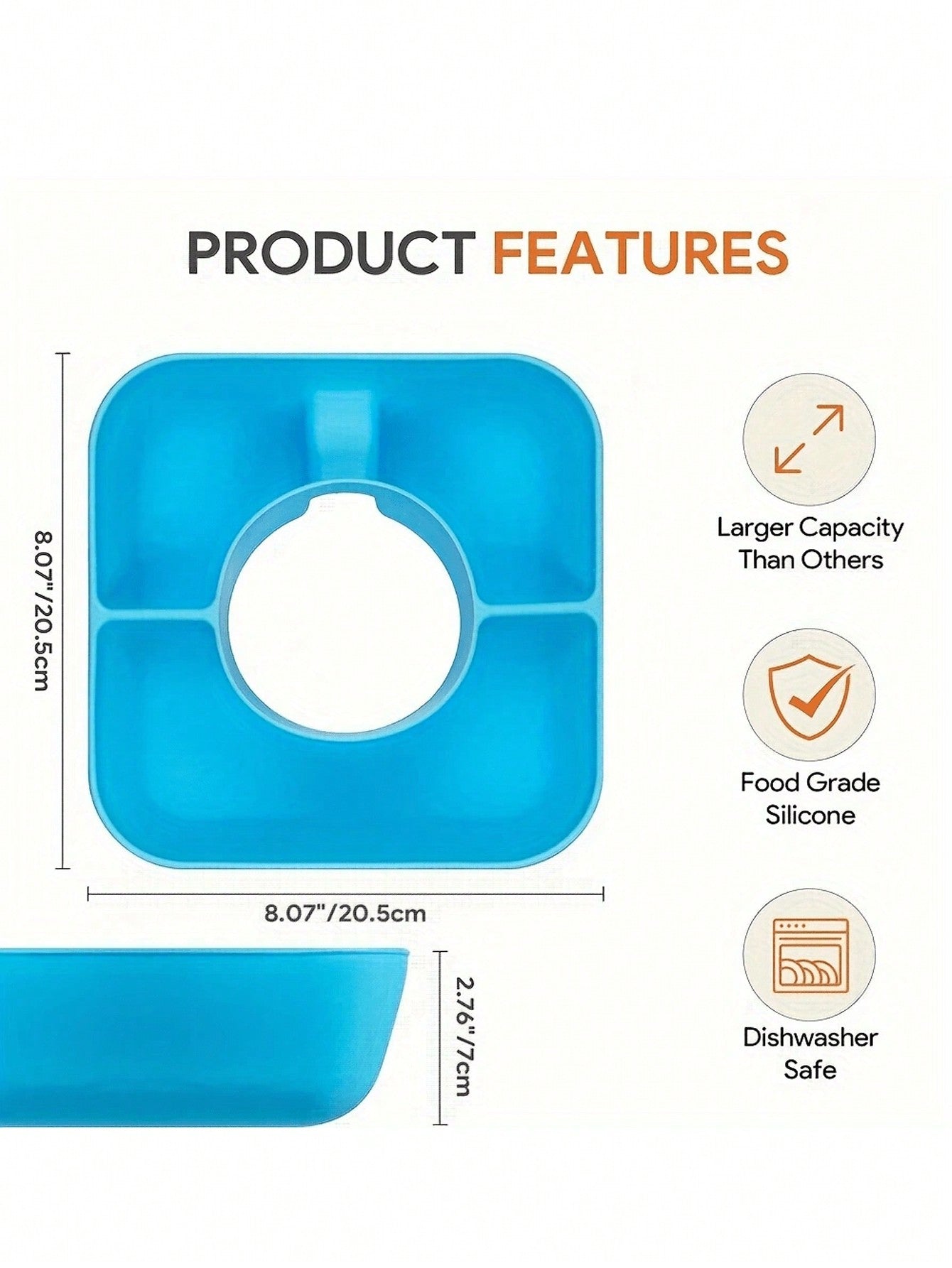 Cup Snack Bowl With Lid, Reusable Snack Plate, Compatible With 40 Oz (Wide Mouth Cup With Handle), Cup Accessory Snack Tray, Cup Silicone Snack Rack
