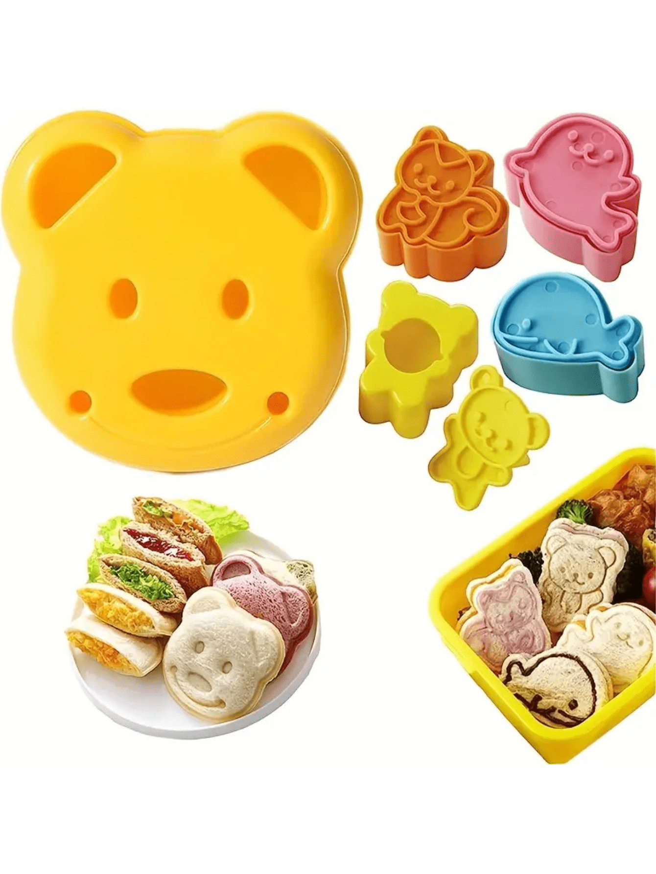 5pcs Sandwich Cutter, Sandwich Cutter And Sealer, Mini Cartoon Bear, Squirrel Dolphin, Fur Seal Bread Cutter, Sandwich Cutter, Bento Box, Kitchen Stuff Clearance Kitchen Accessories