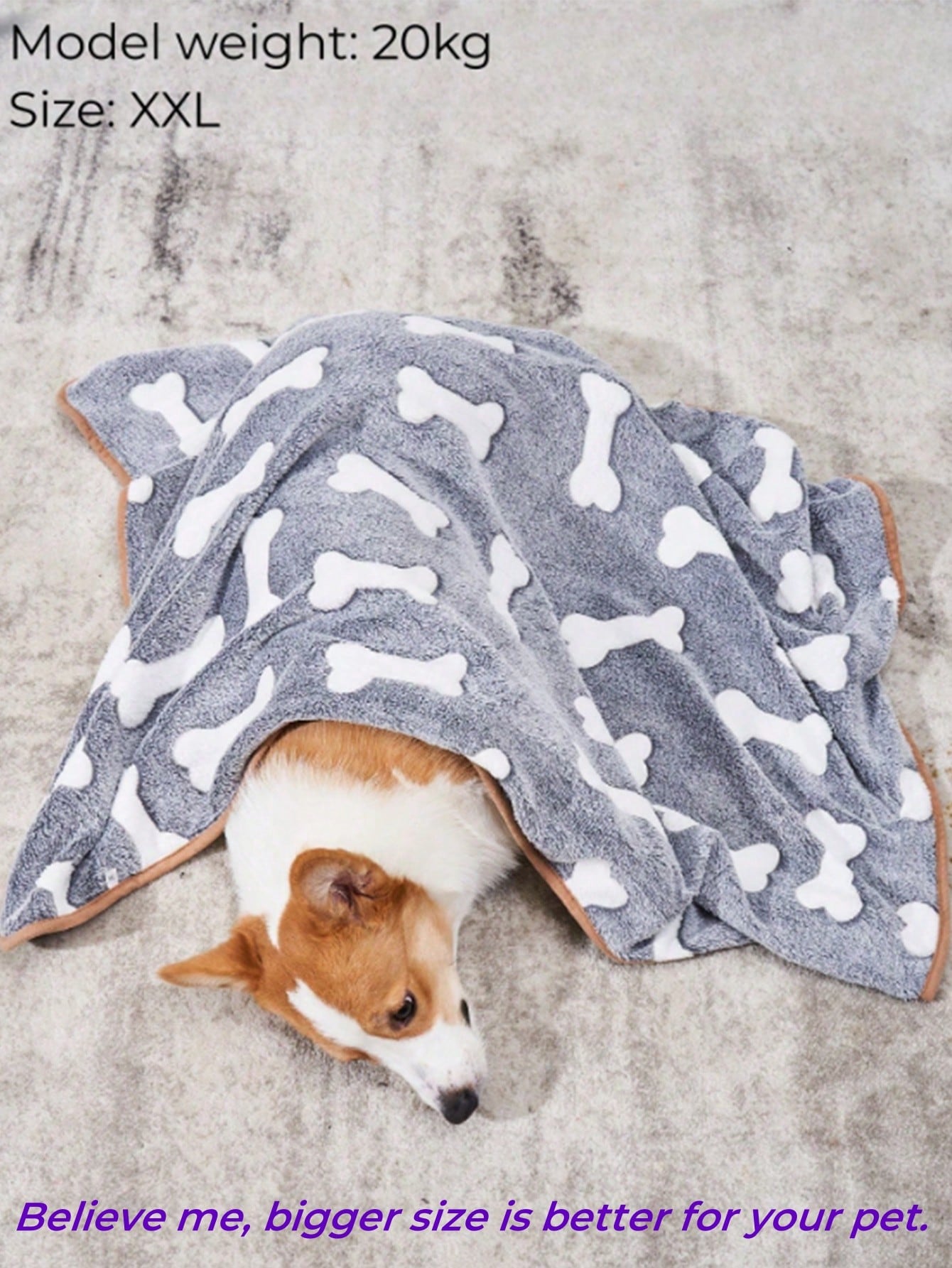 1pc XXL/Xl/L/M Gray Pet Blanket Dog Puppy Blanket Bone Print Fleece Blanket For Small Medium Large Dog Cat, Check The Size Chart Before Ordering