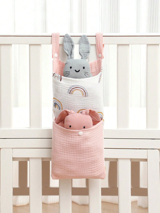 Baby Bed Hanging Storage Bag, Diaper Organizer, Multipurpose Stroller Hanging Bag, Nursery Room Decor