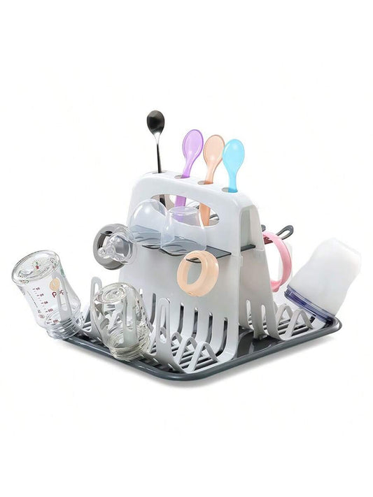 Baby Bottle Drying Rack With Water Cup Storage Box