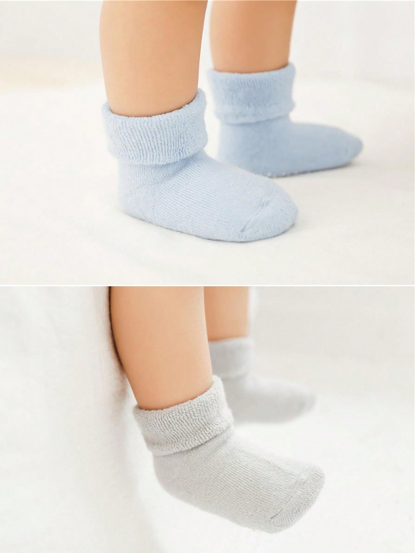 6 Pairs Baby Toddler Kids Ankle Crew Socks With Grips Unisex Warm Thick  Winter Socks
