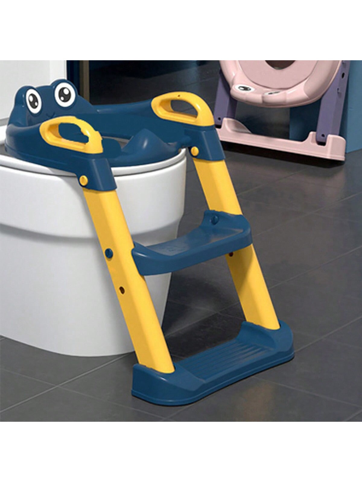 1pc Blue Children's Potty Training Seat With Ladder, Suitable For 1-7 Year-old Babies