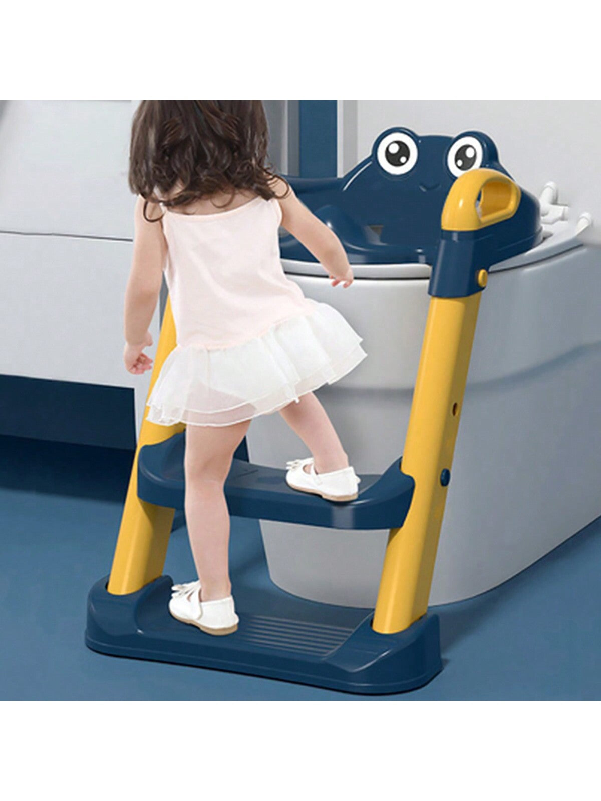 1pc Blue Children's Potty Training Seat With Ladder, Suitable For 1-7 Year-old Babies