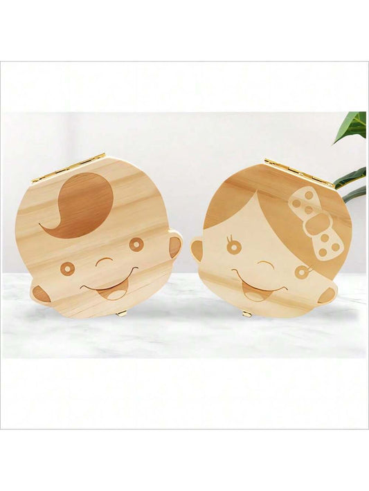 1pc Baby Teeth Keepsake Box, Wooden Tooth Storage Box, Unisex Baby Tooth Fairy Gift
