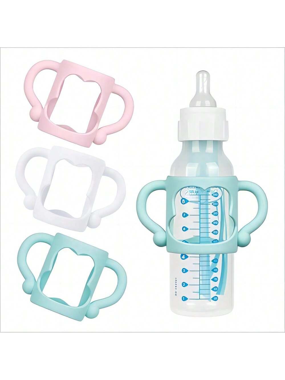 1pc Baby Bottle Silicone Handle, Bottle Anti-Fall Sleeve Grip, Bottle Universal Multi-Functional Soft Handle