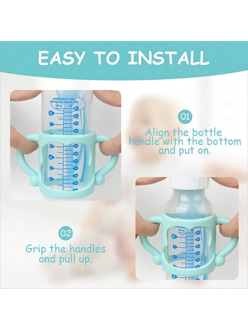 1pc Baby Bottle Silicone Handle, Bottle Anti-Fall Sleeve Grip, Bottle Universal Multi-Functional Soft Handle