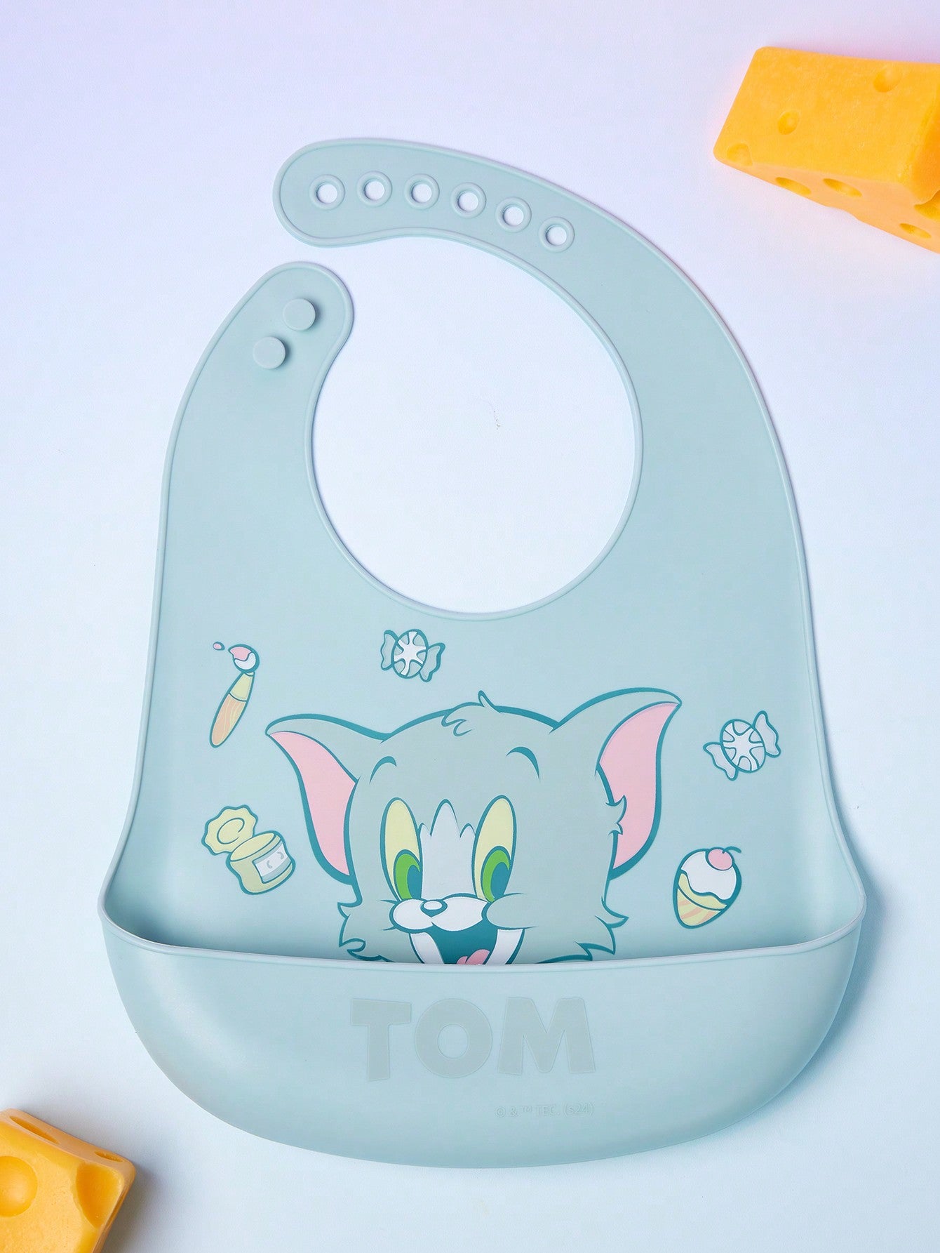 TOM & JERRY X  1pc Gray Silicone Baby Bib