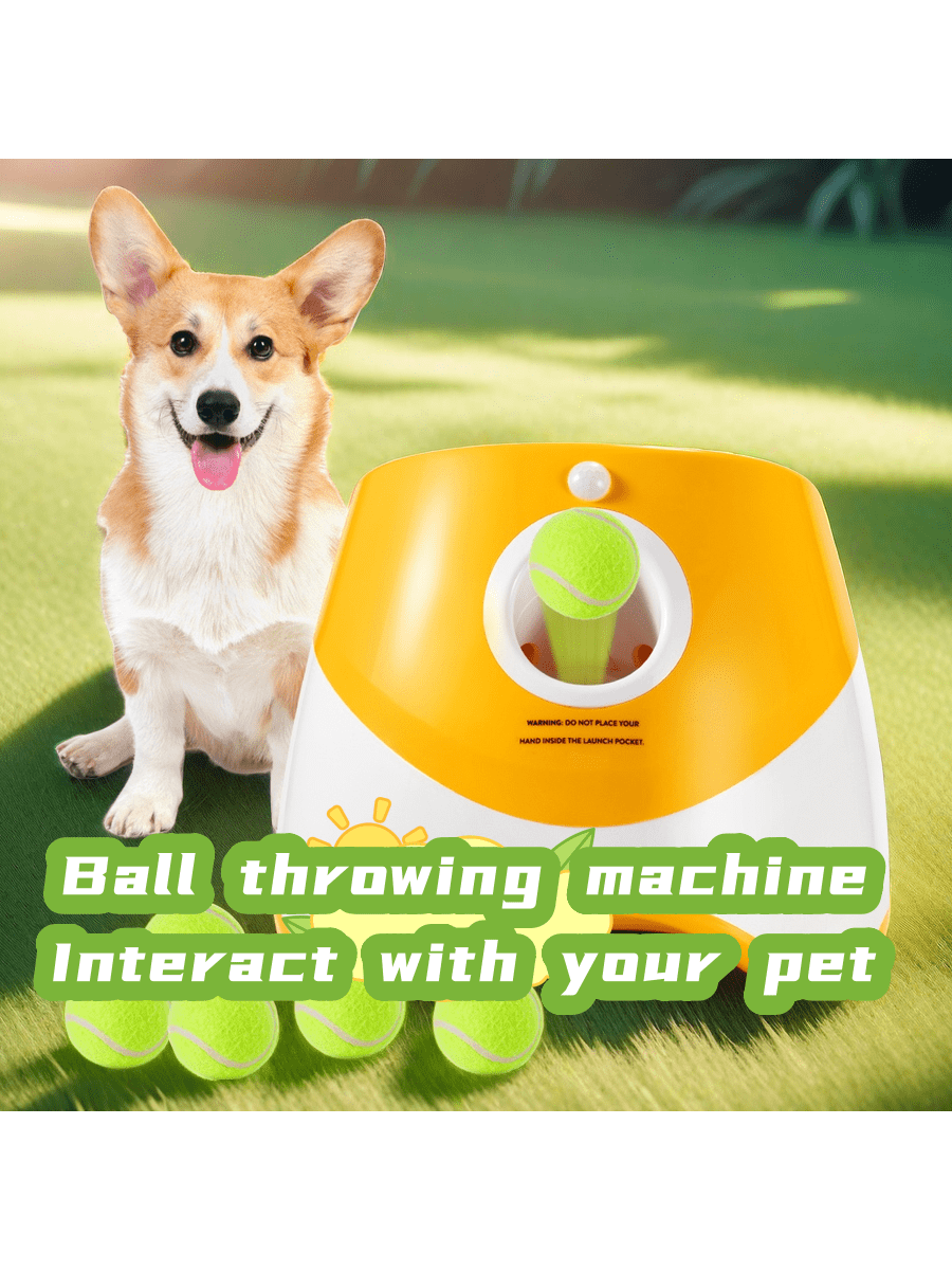 Dog Ball Launcher Automatic Interactive Toy With Rechargeable High-Capacity Battery, Thrower Machine For Chasing Ball, Pet Tennis Throwing Toys, Automatic Ball Throwing Machine For Dogs