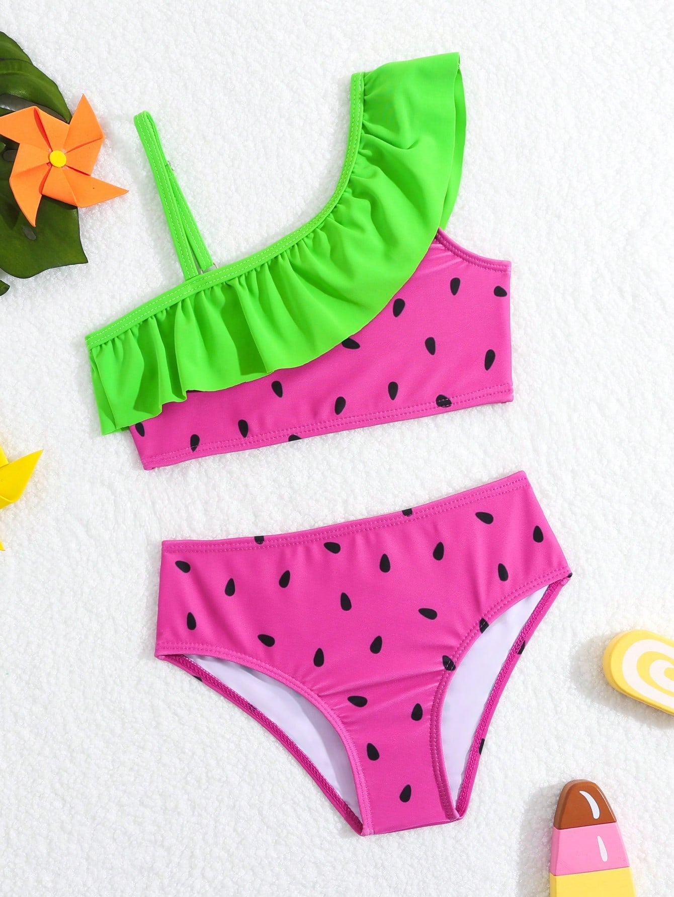 Young Girl Watermelon Ruffle Bikini Swimsuit