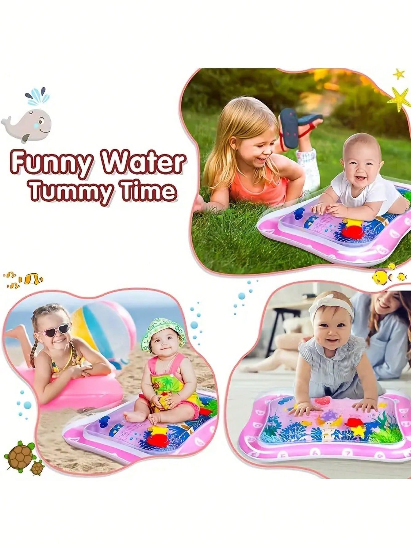 1pc Baby Water Playmat With Pat Pat & Thick Inflatable Cushion For Crawling Training, Random Color