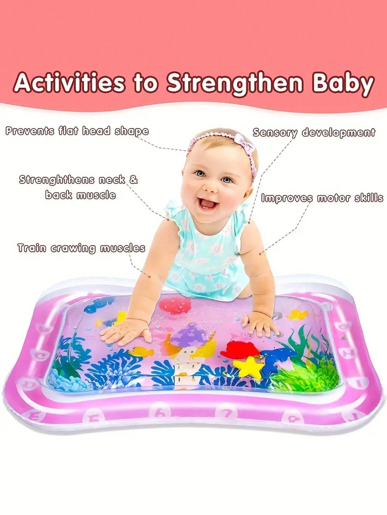 1pc Baby Water Playmat With Pat Pat & Thick Inflatable Cushion For Crawling Training, Random Color