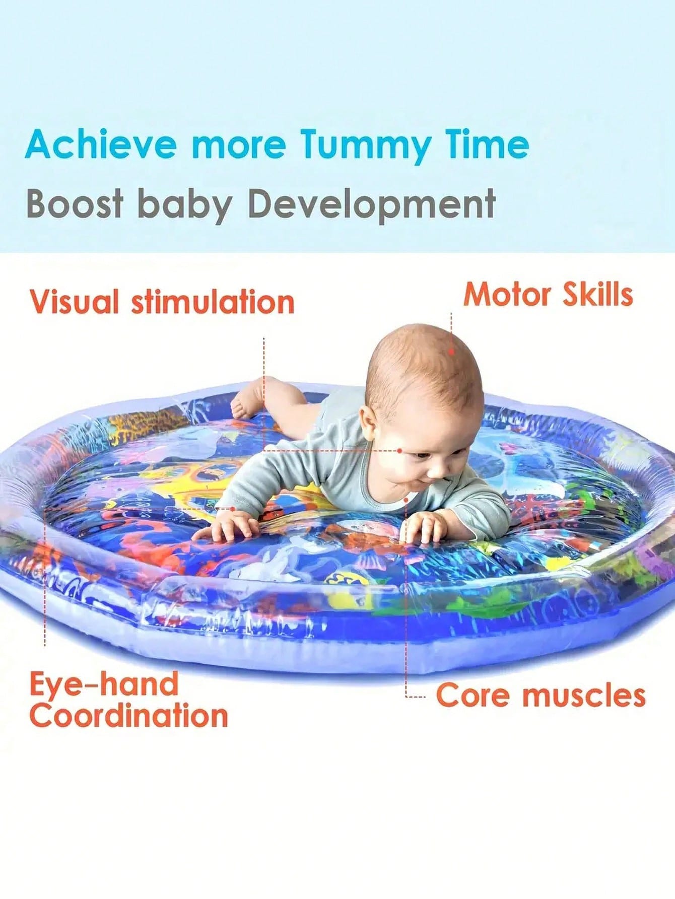 1pc Baby Water Playmat With Pat Pat & Thick Inflatable Cushion For Crawling Training, Random Color