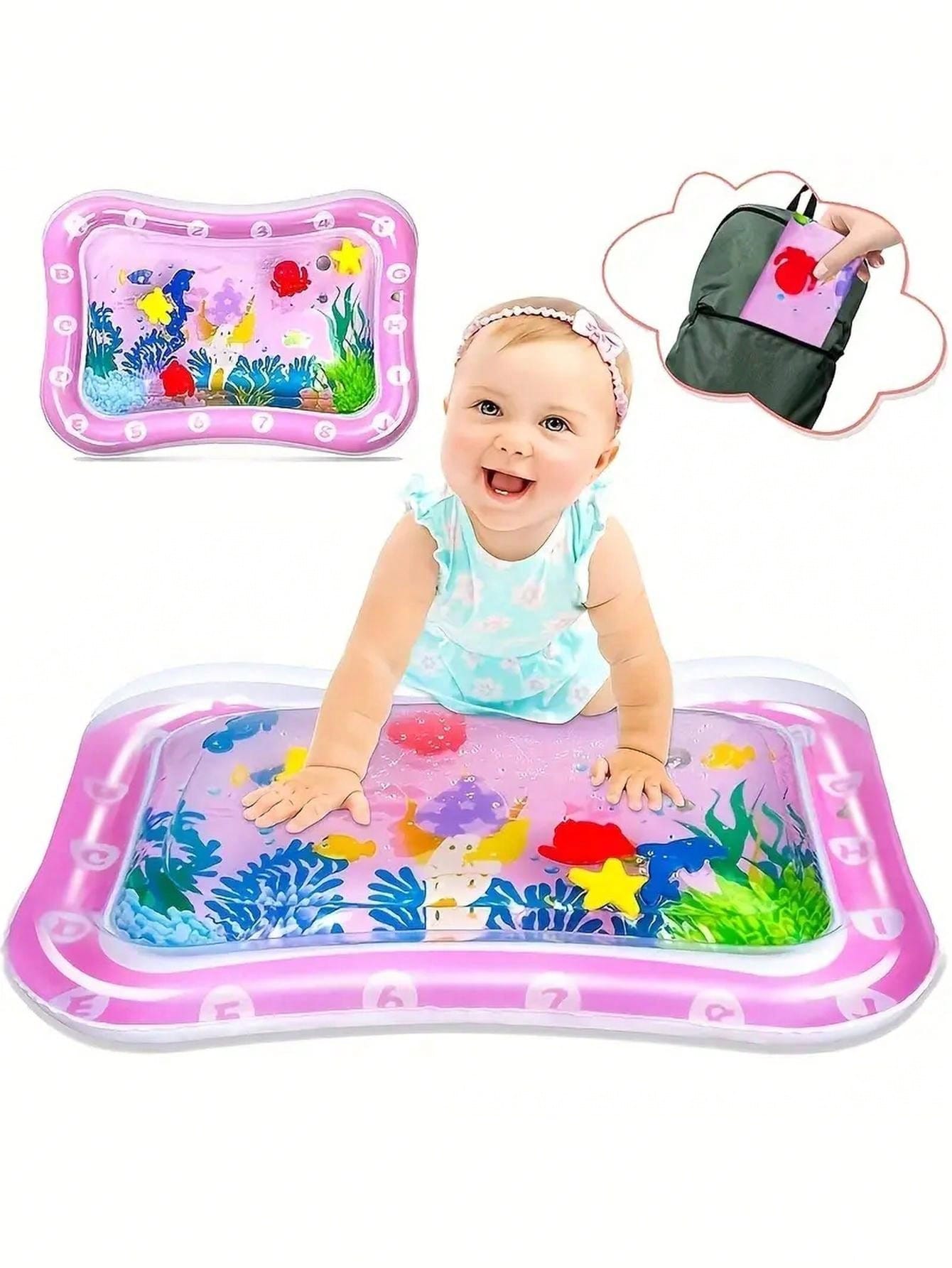 1pc Baby Water Playmat With Pat Pat & Thick Inflatable Cushion For Crawling Training, Random Color