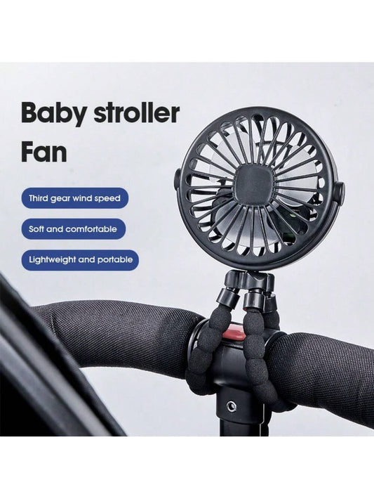 1pc Baby Stroller Fan, Usb Rechargeable Mini Desk Fan With Clip, Portable Octopus Handheld Fan For Outdoor & Indoor Use, Led Night Light Function