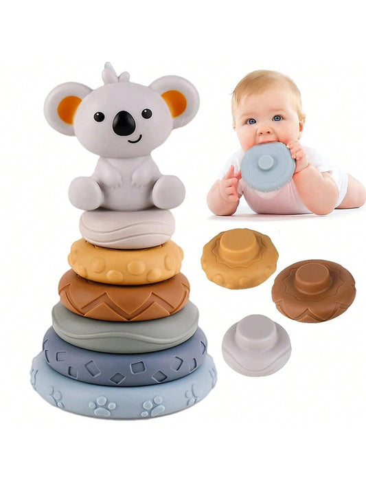 7pcs/Set Stacking Toys For Newborn And Infant (6, 12, 18 Months), Including 6 Colored Textured Silicone Stacking Rings, Sensory Development Educational Toy Gift