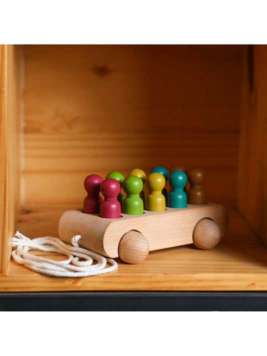 1pc/Set Colorful Pattern Wooden Pull Toy For Early Education And Kindergarten Fun