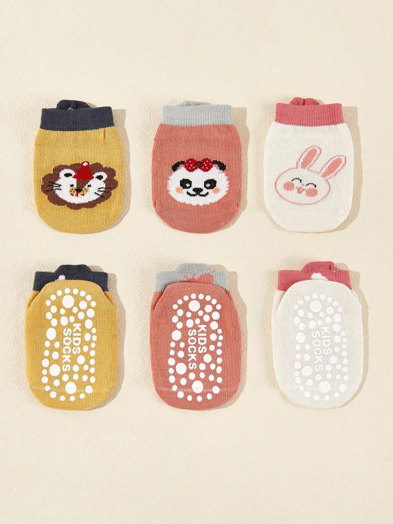 5 Pairs Non-Slip Cartoon Pattern Cute Kids' Boat Socks With Rubber Grips
