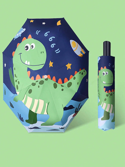 1pc Dinosaur Pattern Safe Anti-Rebound Children Umbrella, Portable & Foldable For Boys/Girls/Kids/Students
