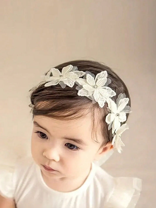 Flower Lace Hairband Cute Elastic Headband Headwear Hair Accessories Baby Girls Jewelry, Ideal Choice For Gifts
