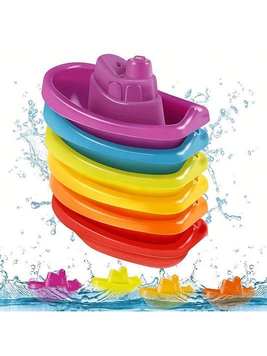 6PCS Baby Bath Toys Water Stacking Boat