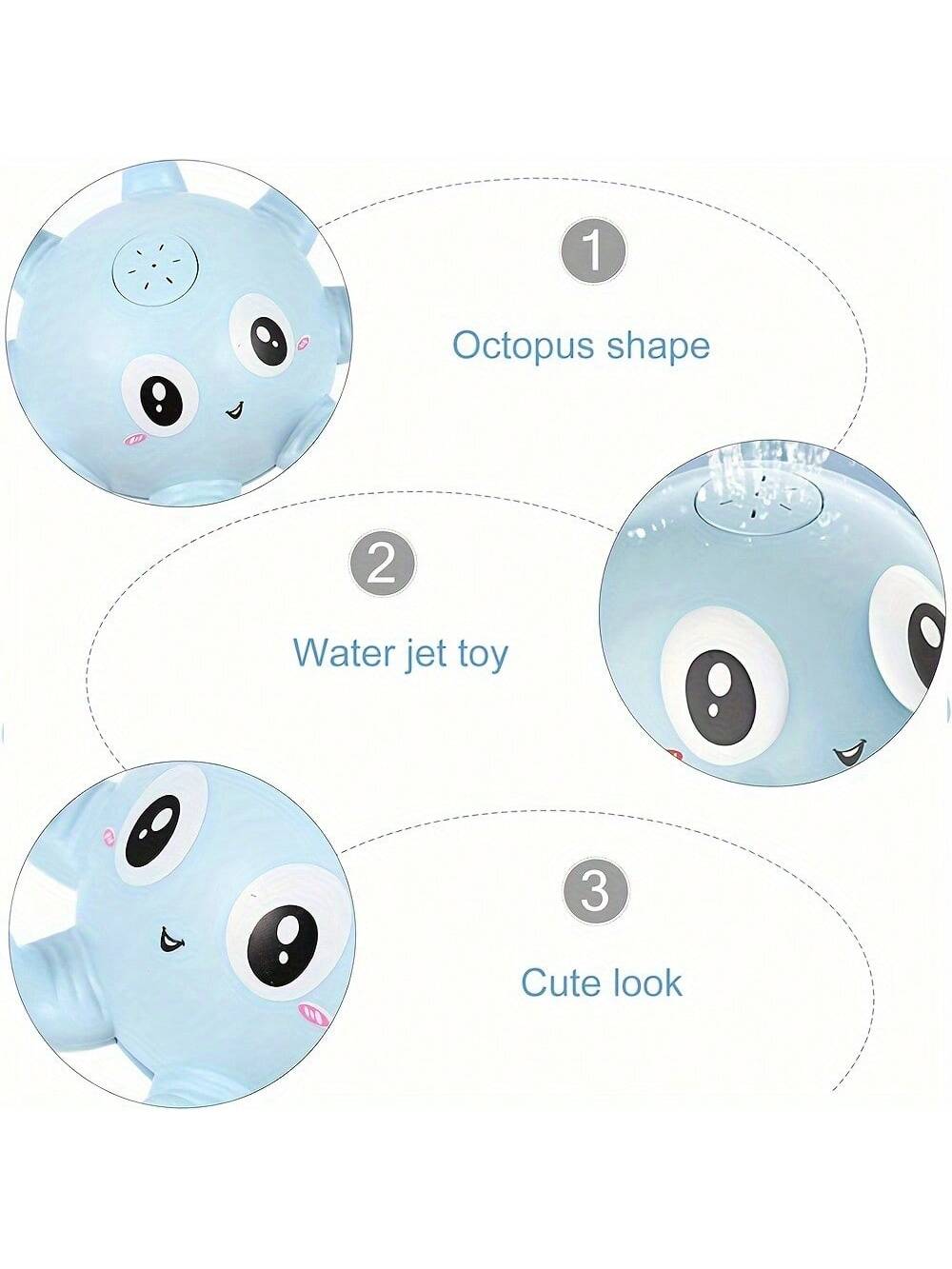 1pc Baby Bathtub Toy, Automatic Induction Water Spray Electric Octopus Toy , Water Play, Water Spray, Swimming Pool Bathroom Toy, Sprinkler Bath Toy Interactive Bath Toy, Light Up Bath Toy(Battery Not Included)