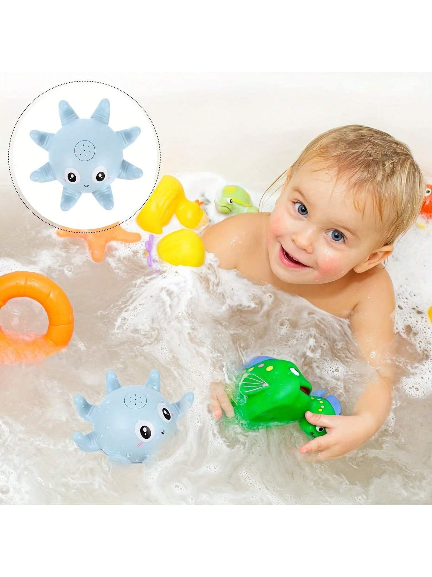 1pc Baby Bathtub Toy, Automatic Induction Water Spray Electric Octopus Toy , Water Play, Water Spray, Swimming Pool Bathroom Toy, Sprinkler Bath Toy Interactive Bath Toy, Light Up Bath Toy(Battery Not Included)