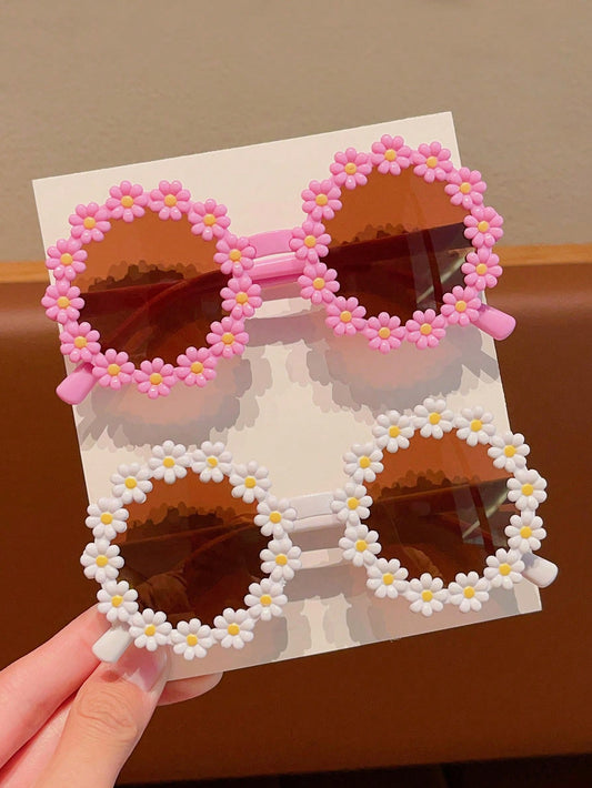 2Pcs Boy Girl Cute Fashion Flower Sunglasses Children Baby Vintage Sunglasses UV Protection Classic Kids Eyewear